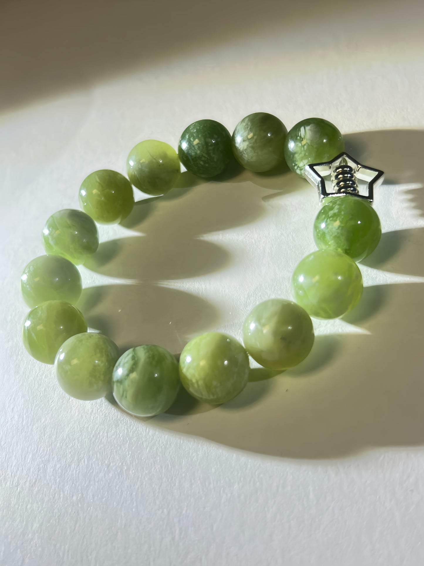 Handmade Xiuyan Jade Star Hollow-Out Bracelet – Adjustable Natural Stone Spiritual Jewelry