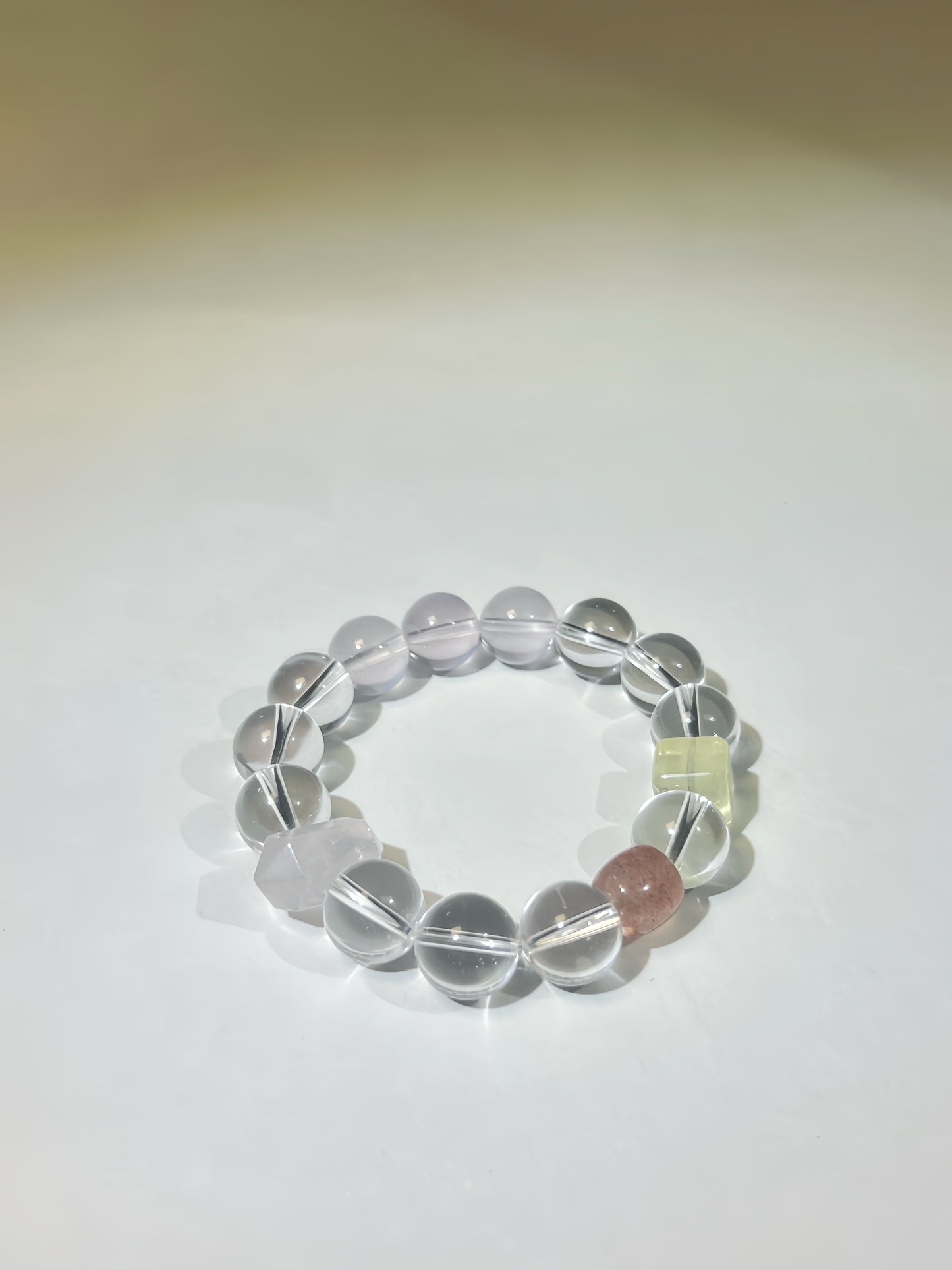 Rose Quartz, Clear Quartz, Lemon & Strawberry Quartz Healing Crystal Bracelet – Natural Gemstone Beads for Positive Energy, Chakra Balance & Spiritual Wellness