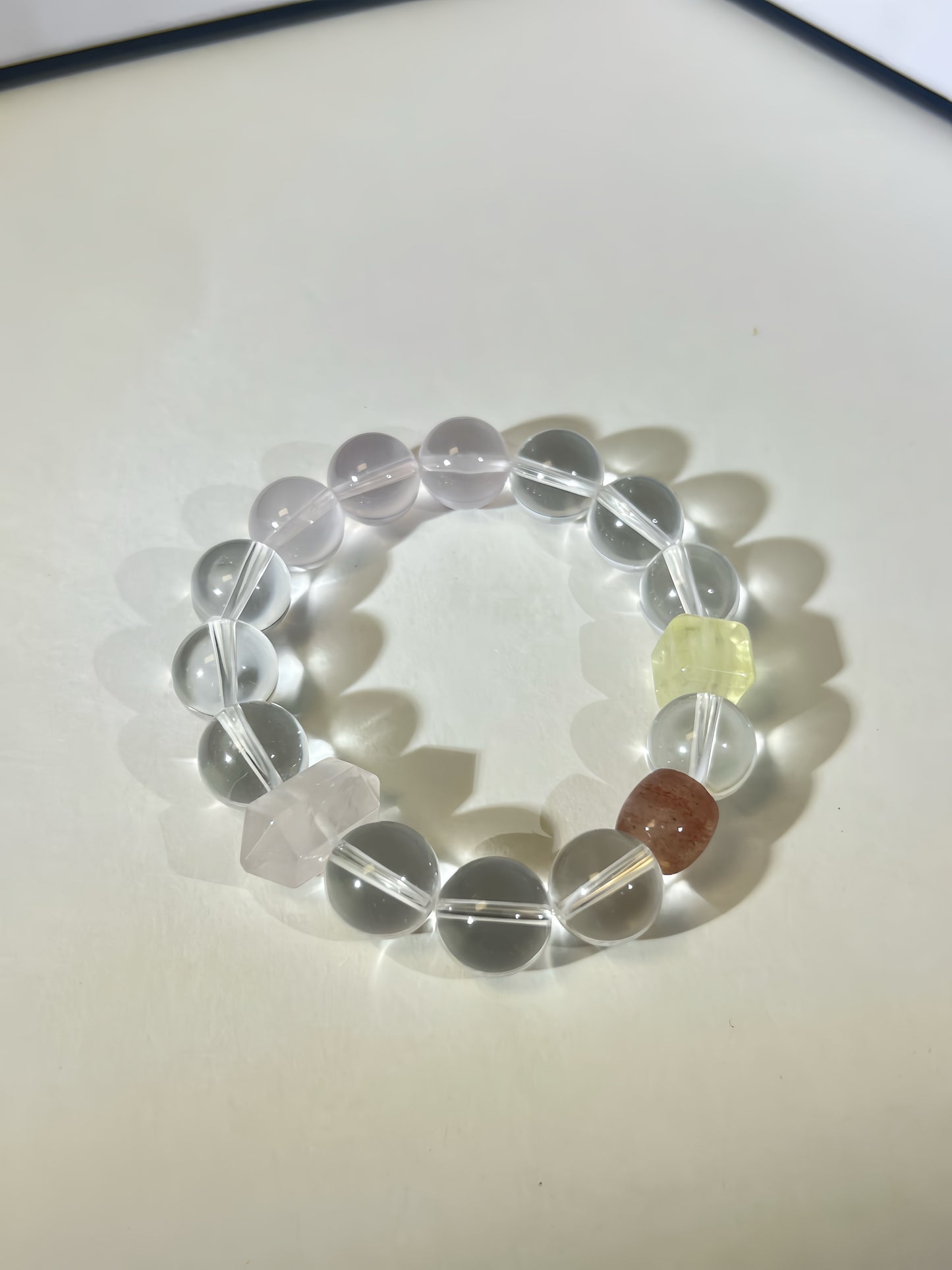 Rose Quartz, Clear Quartz, Lemon & Strawberry Quartz Healing Crystal Bracelet – Natural Gemstone Beads for Positive Energy, Chakra Balance & Spiritual Wellness
