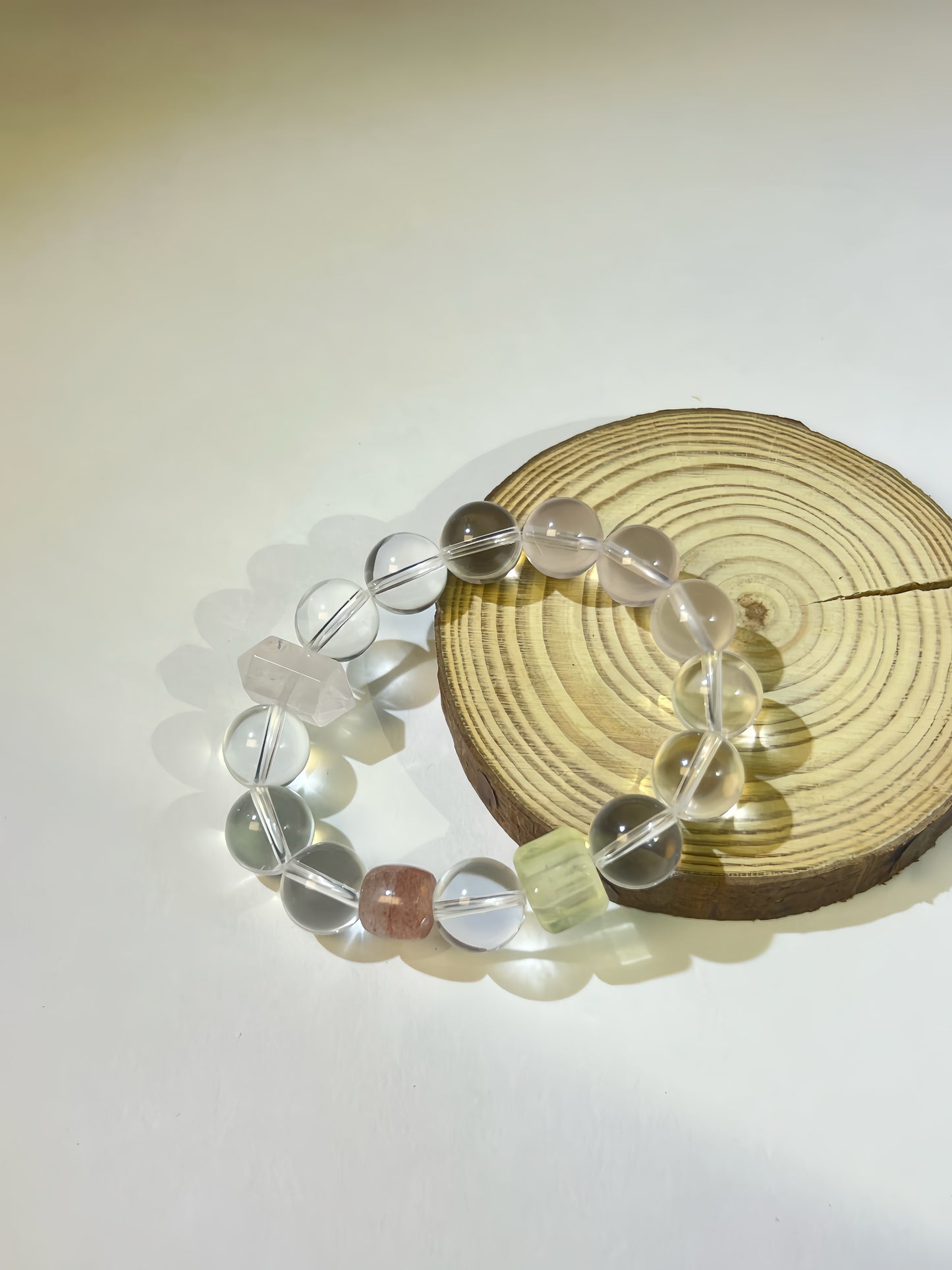 Rose Quartz, Clear Quartz, Lemon & Strawberry Quartz Healing Crystal Bracelet – Natural Gemstone Beads for Positive Energy, Chakra Balance & Spiritual Wellness