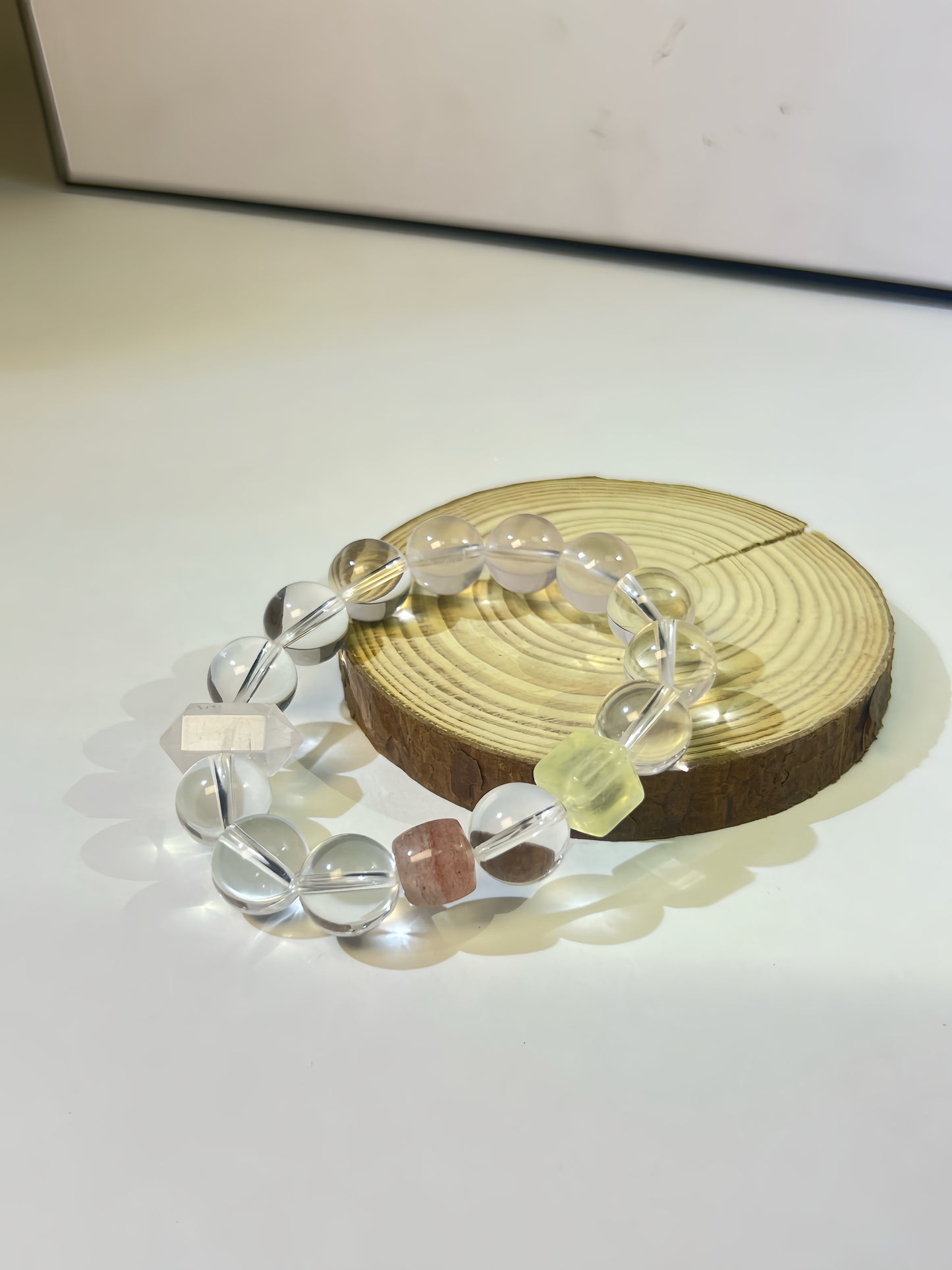 Rose Quartz, Clear Quartz, Lemon & Strawberry Quartz Healing Crystal Bracelet – Natural Gemstone Beads for Positive Energy, Chakra Balance & Spiritual Wellness