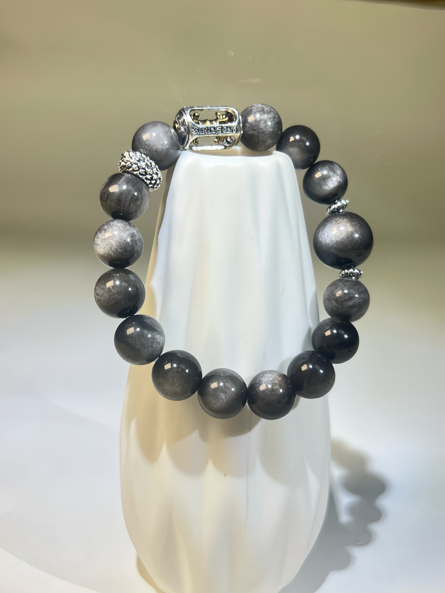 Tibetan Vajra Black Obsidian Bracelet